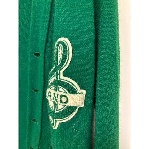 Vintage Varsity High School Green Sweater Cardigan Band 60s - Picture 3 of 5